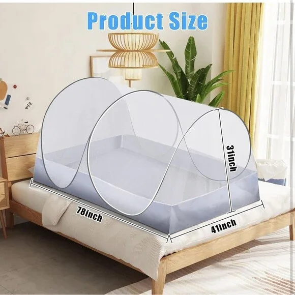 Extra Large Pop up Mosquito Tent, Portable Foldable Mosquito Net for Bed Camping - Picture 2 of 7
